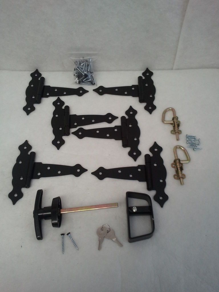 Hardware Kit 5 Decorative T Hinges, T Handles, Barrel Bolt, Barn Door