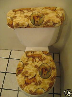 TAN DEER TOILET SEAT COVER SET