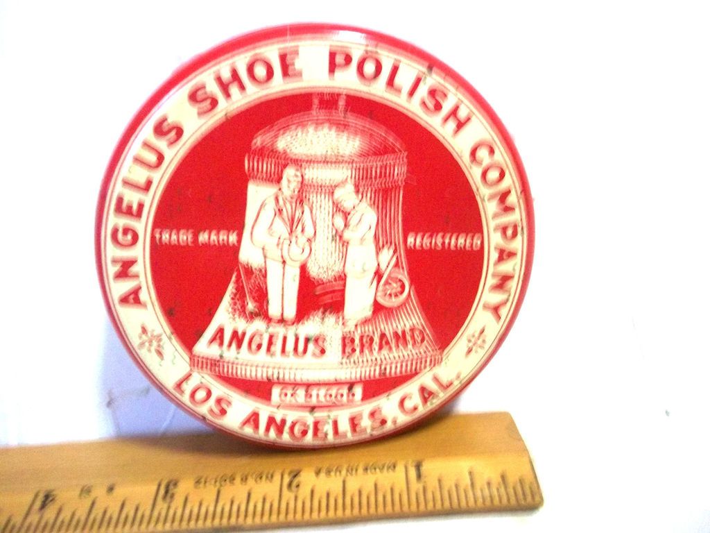 vintage red Angelus Brand Ox Blood Shoe Polish Company Los Angeles