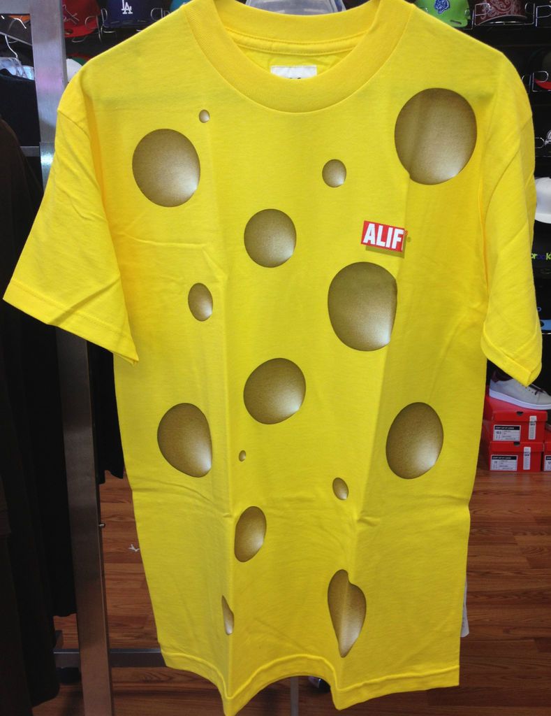 ALIFE Yellow Swiss Tee T Shirt Brown Spots Circles NWT Medium Large