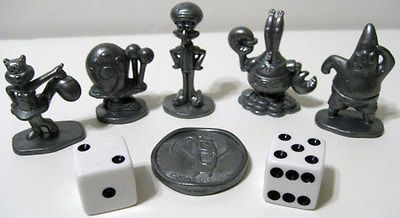 Monopoly � Spongebob c2005 Pewter Board Game Token Pieces + Dice