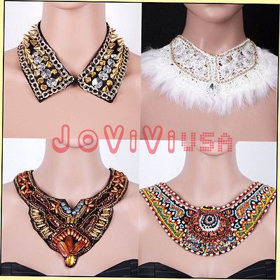 Funky Bohemian Beaded Faux Collar Necklace Peter Pan False Choker