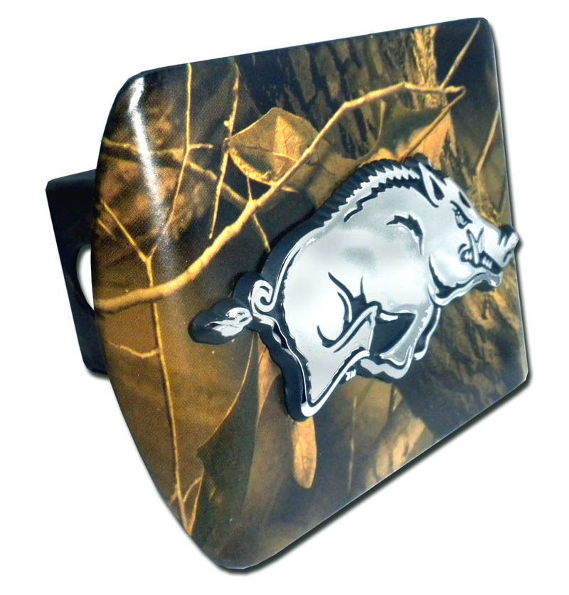 ARKANSAS CHROME RUNNING HOG USA MADE CAMO CAR TRAILER HITCH COVER