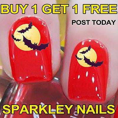 20 Moon/Bats Halloween Nail Art Decals Stickers Water Transfer Wrap