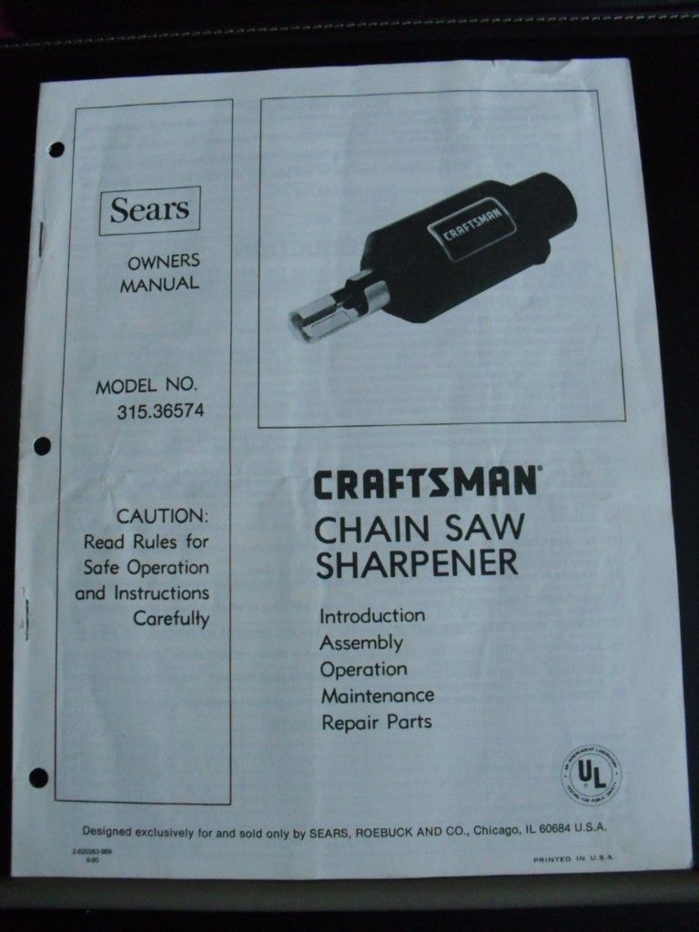  CRAFTSMAN CHAIN SAW SHARPENER MODEL 315.36574