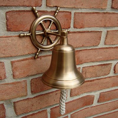 vintage ships marine SOLID BRASS ship wheel SHIPS BELL