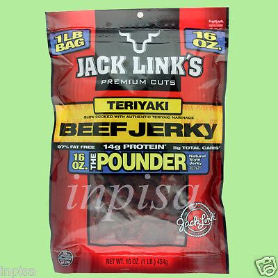 JACK LINKS BEEF JERKY TERIYAKI FLAVOR POUNDER 4 Bags x 16oz