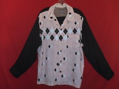 Vintage** 1950S*ATOMIC ARGYLE/DIAMOND VLV ROCKABILLY GAB SHIRT X