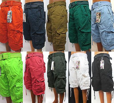 white orange khaki red cargo shorts size 32 34 36 38 40 42 x 13 belt