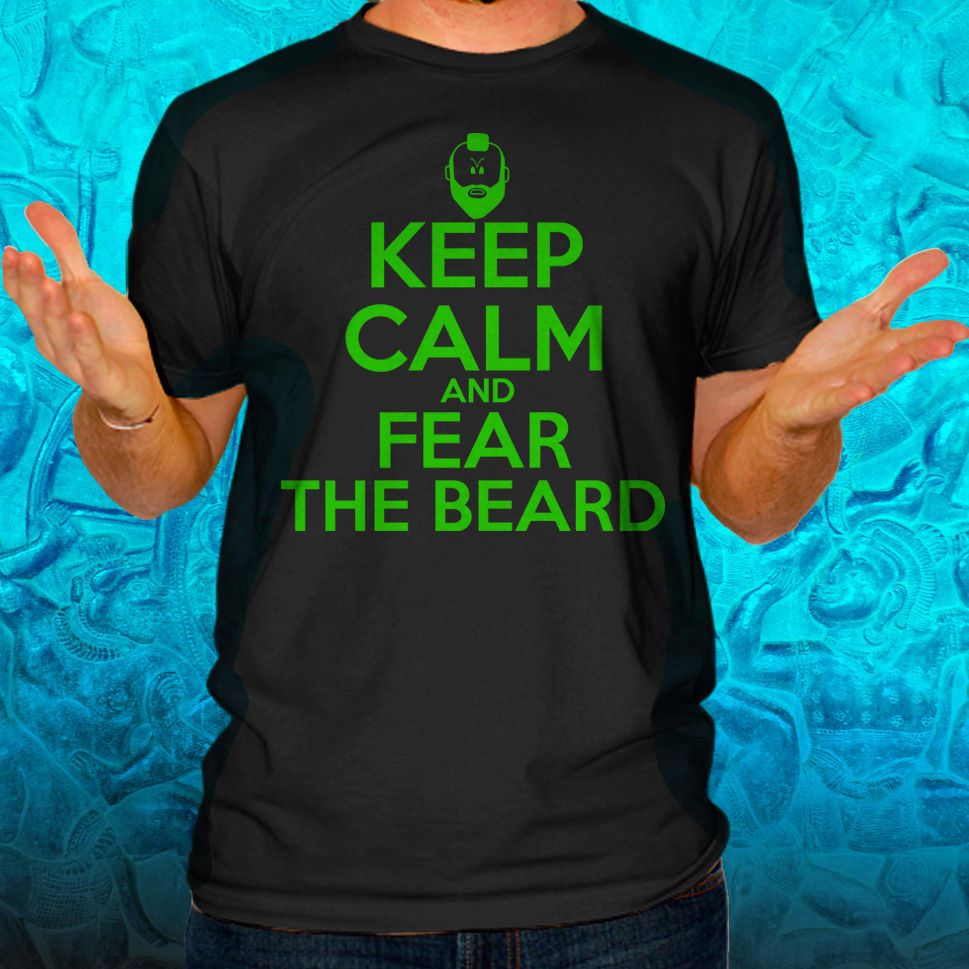 Keep Calm and Fear The Beard James Harden Funny Slogan Black Tee T