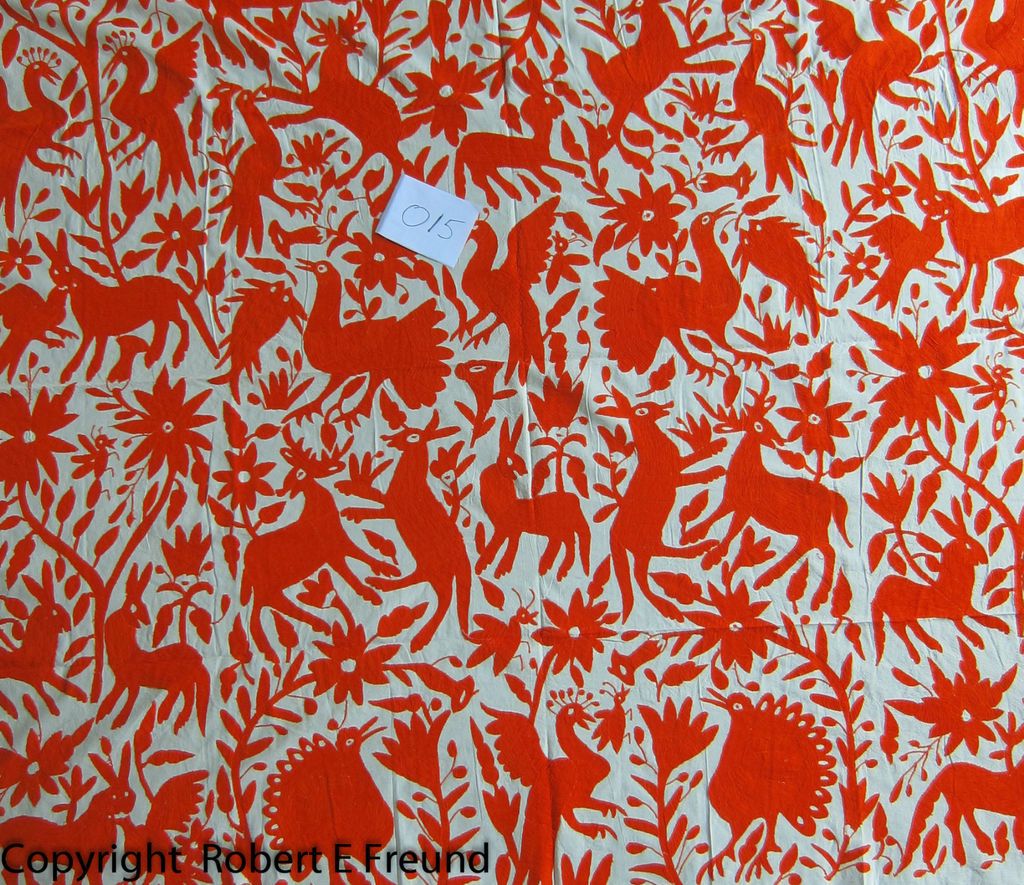 Bedspread , Tablecloth 100% cotton Otomi embroidered in Mex 68x74