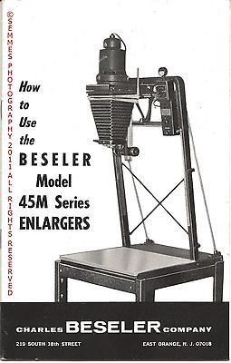Beseler Model 45M Series Enlarger Booklet A must for parts refrence