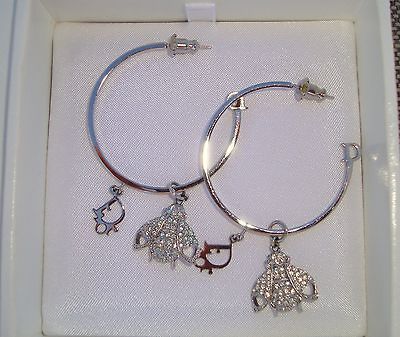 CHRISTIAN DIOR Hoop EARRINGS Swarovski Crystal BEE CHARMS Must SEE