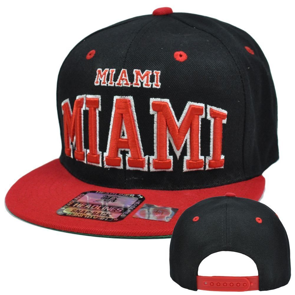 FL 305 City Headlines USA Constructed Snapback Flat Bill Hat Cap