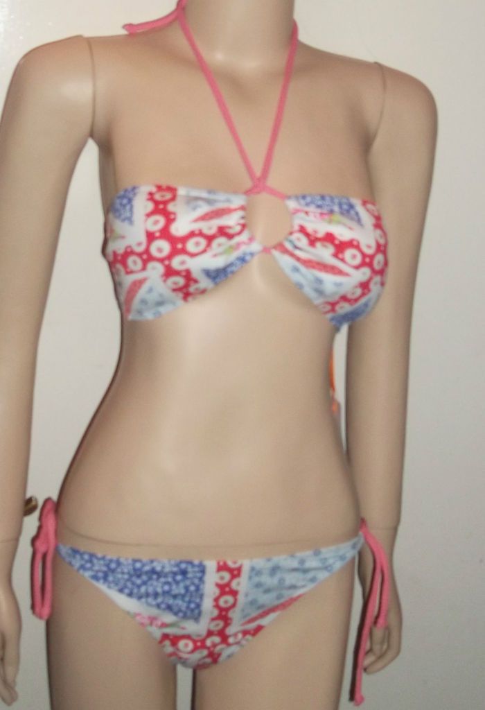 FESTIVAL UNION JACK PINK STRING BIKINI SET PRIMARK BNWT 8 10 12 14 16