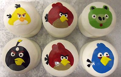 Hand painted childrens Angry Birds door   drawer kids knobs pulls