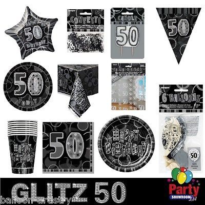 Black Silver 50th Birthday Party Items Decorations Under One Listing