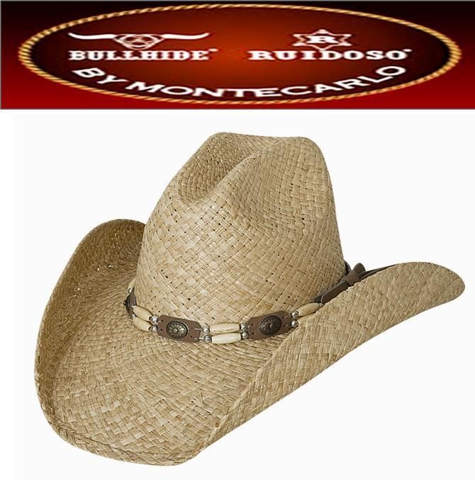 NEW Montecarlo Bullhide ROLL DEEP Raffia Western Cowboy Hat NWT