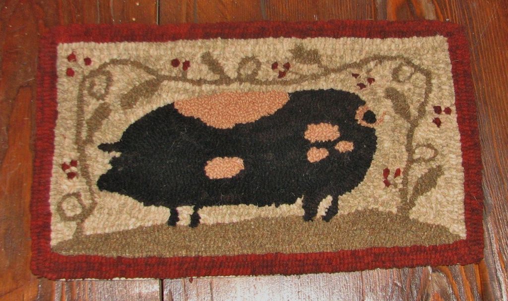 PRIMITIVE HOOKED RUG HOOKING KIT ~ FARM FRIENDS SERIES PIG