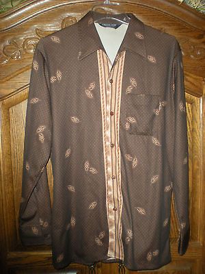 VINTAGE CAREER CLUB MENS ROCK A BILLY DISCO LS SHIRT SZ LARGE