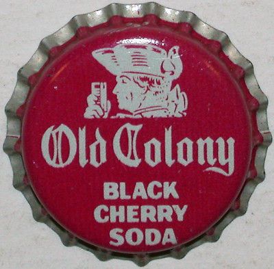 Rare soda pop bottle cap OLD COLONY BLACK CHERRY colonial man picture