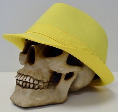 UNISEX FASHION STYLISH SUMMER BRIGHT NEON YELLOW FEDORA TRILBY SUN HAT