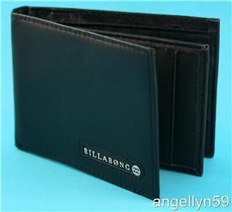 BILLABONG MENS BOYS Brown or Black Tri Fold Leather & pvc Mini