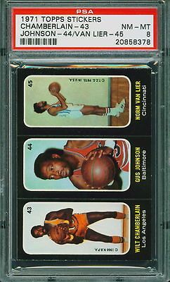 1971 Topps Trios Basketball Stickers Chamberlain #43 Johnson #44 VLier