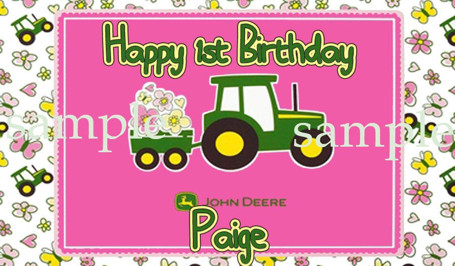 SHEET PINK TRACTOR Edible CAKE Decoration Image Icing Topper