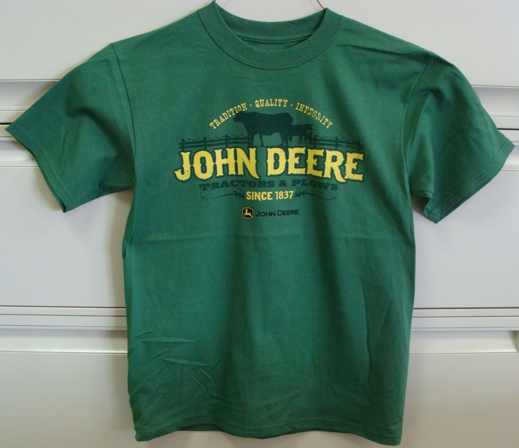 Mens Green John Deere Tractor & Plows Cow Shadow T Shirt