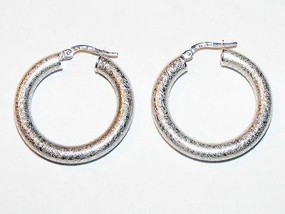 14k Gold Hoop Earrings UNOAERRE Italian Large 1 1/8 x 4mm, Uno A Erre