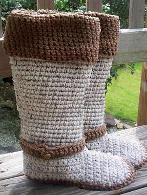 Crochet Pattern  CUFFED KNEE HIGH BOOTS  OUTDOOR WEAR  shoes/slippers