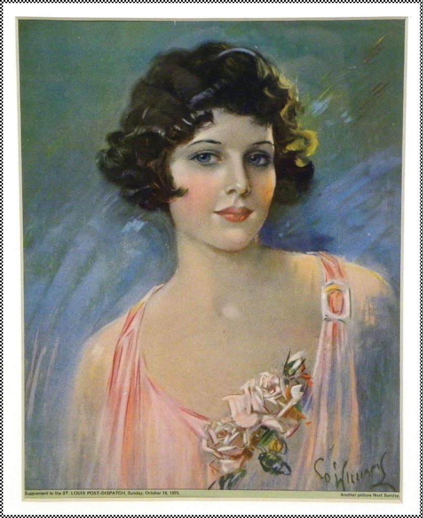 Pretty Girl in Pink Print by Co Williams, Post Dispatch Oct. 1925