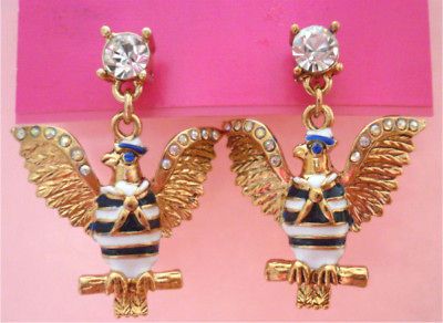 BETSEY JOHNSON IN THE NAVY SAILOR EAGLE BIRD EARRINGS NEW