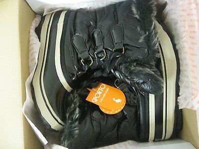 NIB   SPORTO   WINNIE BLACK DUCK STYLE WINTER BOOTS SZ 7 RETAILS $89