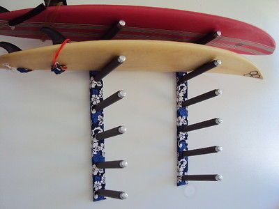 SURFBOARD,LONG BOARD,SURF, WALL MOUNTING RACK, HOLDS 6,Hawaiian