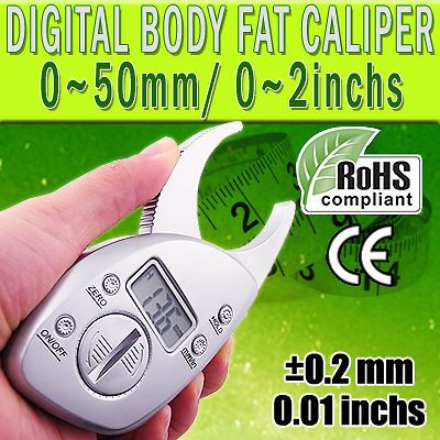 Digital Body Fat Caliper Skin Fold Analyzer Measurement Thickness 50mm