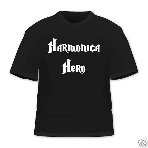 Harmonica hero Funny Music T Shirt All col and Sizes