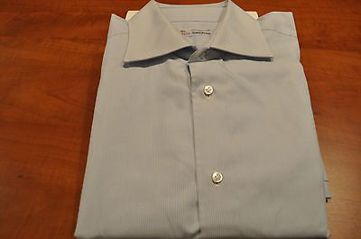 Borelli Handmade Blue / White Pinstripe Dress Shirt Size 16 French