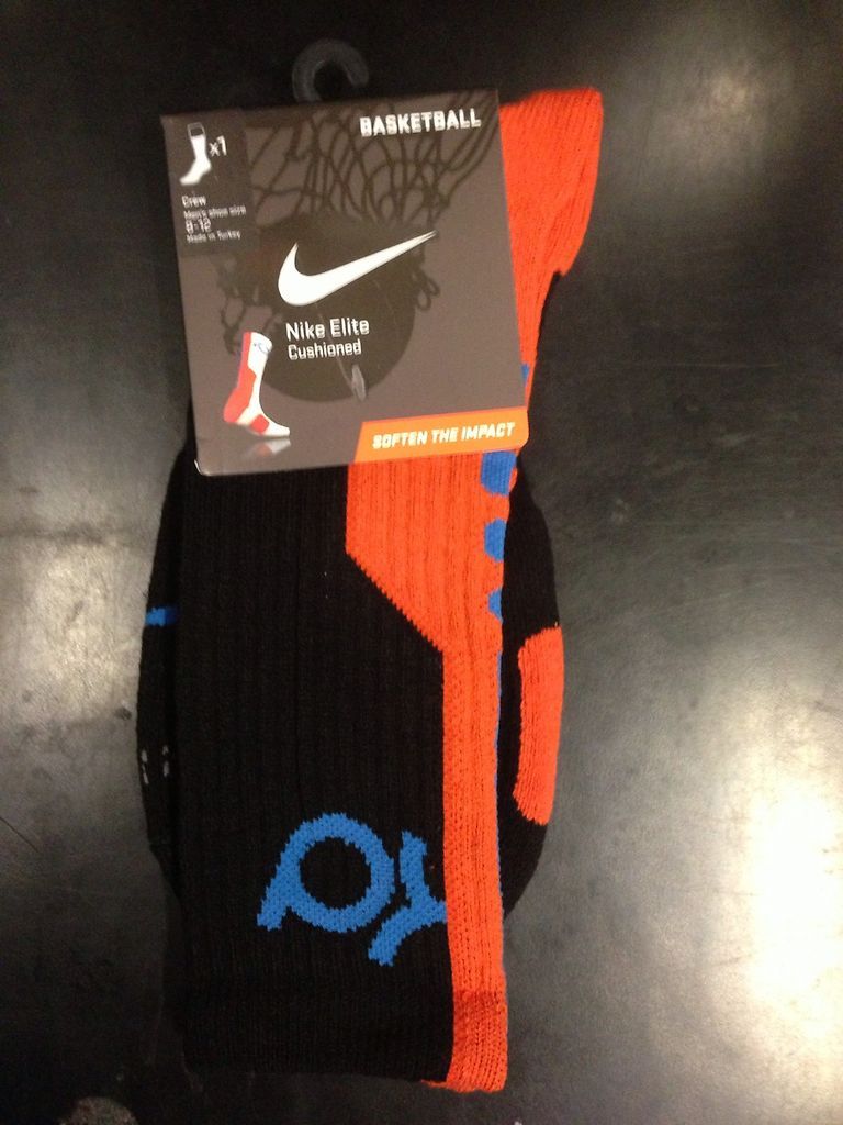 Elite 2.0 KD V Socks Size Large L 8 12 OKC Black Blue Orange Platinum