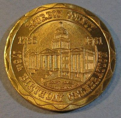 Bourbon County KY 175th Anniversary Medal 1786 1961 GF 50c 34mm Nice