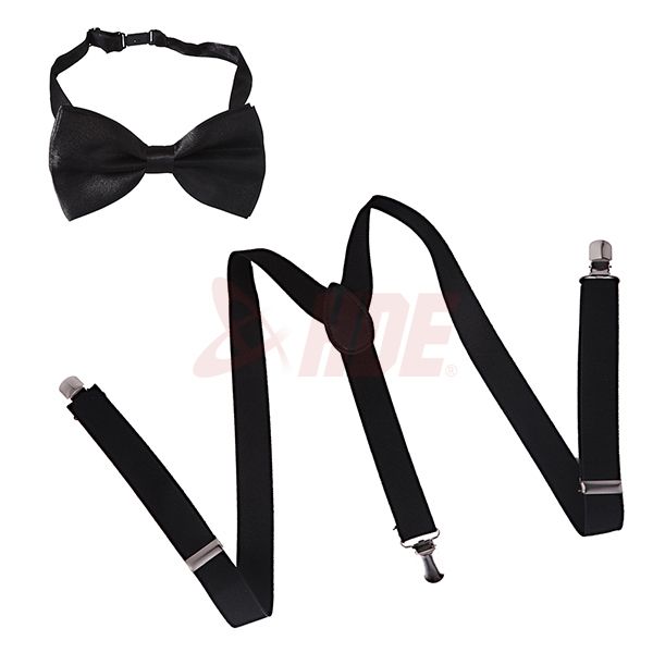 Matching Clip on Suspenders & Bowtie Classic Tuxedo Braces Bow ties