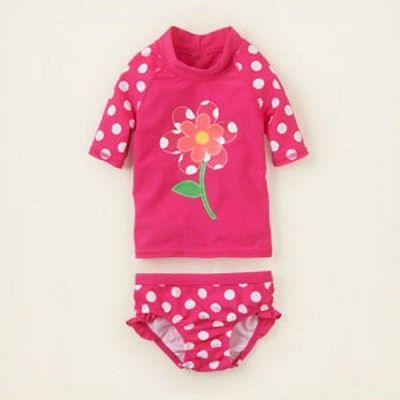 Childrens Place Baby Girl 2 Pc Swimsuit Rash Guard UPF 50+ 9 12 mos