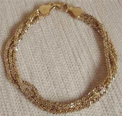 SIGNED GOLD PLAT STERLING SILVER PETALI 3 STRAND BRACELET 19cm NEW 