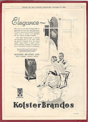 1930 KOLSTER BRANDES RADIO RECEIVERS , Sidcup , Kent