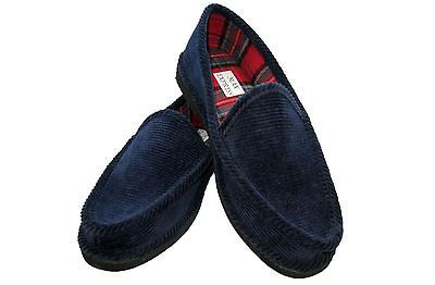 CORDUROY HOUSE SHOES HOUSE SLIPPER CLOSE BACK NAVY MEN & WOMEN INDOOR