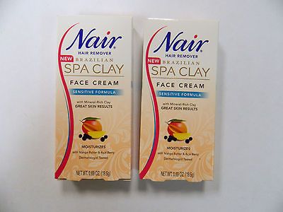 Lot of ( 2 ) Nair Brazilian Spa Clay Face Cream Hair Remover Sensitive