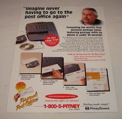 1995 Pitney Bowes ad page ~ JOHN RATZENBERGER Cheers