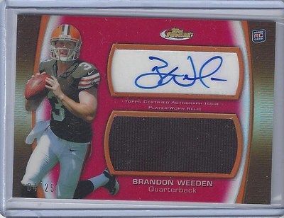 2012 Topps Finest #AJR BW Brandon Weeden Jumbo Relic Auto Red