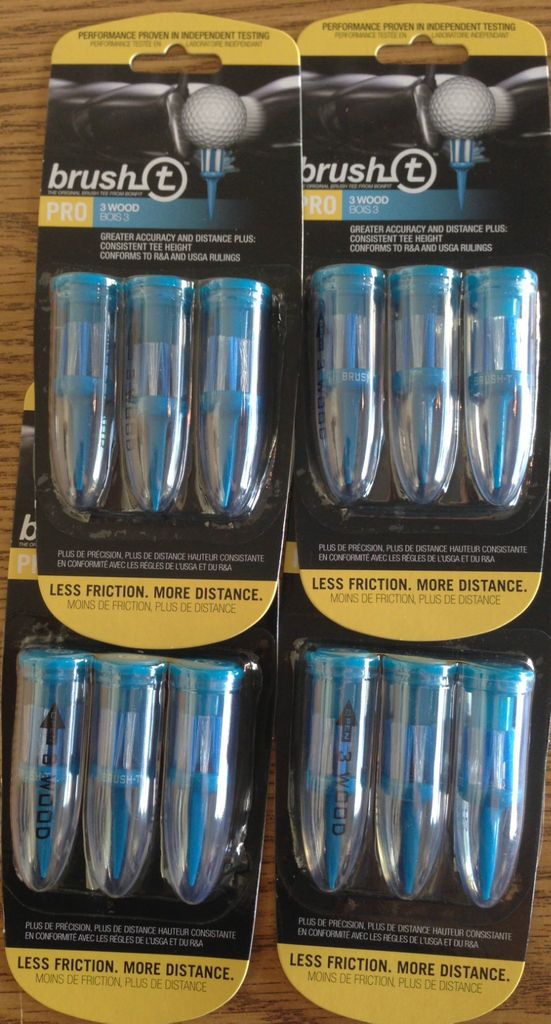 BRUSH T BLUE 3 WOOD 3 PK (12 TOTAL TEES) NEW IN PACKAGE, BRISTLES